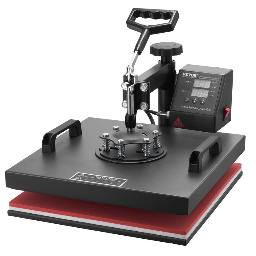 VEVOR Heat Press 15x15 Inch 8 in 1 Heat Press Machine Digital Multifunctional Sublimation Heat Transfer Machine Dual LED Display 360 Degree Rotation Swing Away for Printing T Shirts Hat Mug Cap Plate