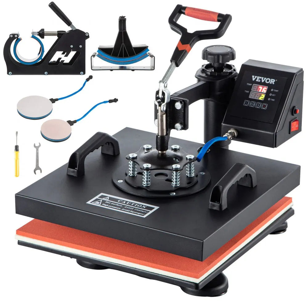 VEVOR Heat Press 15x15 Inch Heat Press Machine 5 in 1 Multifunctional Sublimation Dual LED Display Heat Press Machine for t Shirts Swing Away Design