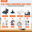 VEVOR Heat Press 15x15 Inch Heat Press Machine 5 in 1 Multifunctional Sublimation Dual LED Display Heat Press Machine for t Shirts Swing Away Design