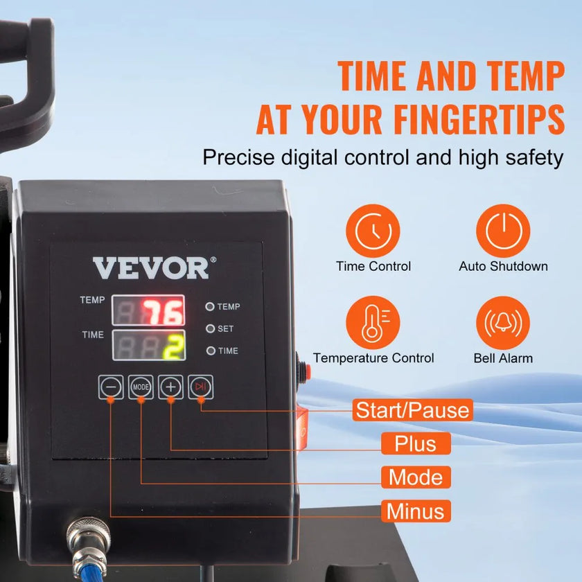 VEVOR Heat Press 15x15 Inch Heat Press Machine 5 in 1 Multifunctional Sublimation Dual LED Display Heat Press Machine for t Shirts Swing Away Design
