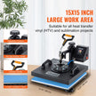 VEVOR Heat Press 15x15 Inch Heat Press Machine 5 in 1 Multifunctional Sublimation Dual LED Display Heat Press Machine for t Shirts Swing Away Design