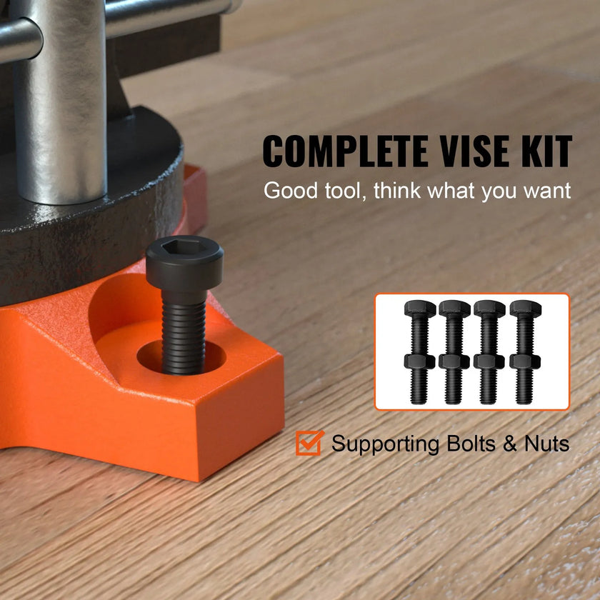VEVOR Bench Vise, 4.5-inch Jaw Width 3.3-inch Jaw Opening , 240-Degree Swivel Locking Base Multipurpose Vise with Anvil, Heavy Duty Cast Iron Workbench Vise with Bolts & Nuts, for Drilling, Pipe Cutti