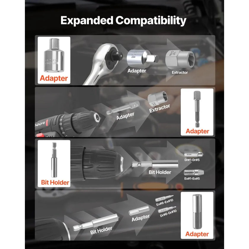 VEVOR 49-Piece Screw & Bolt Extractor Tool Set with Drill Bits