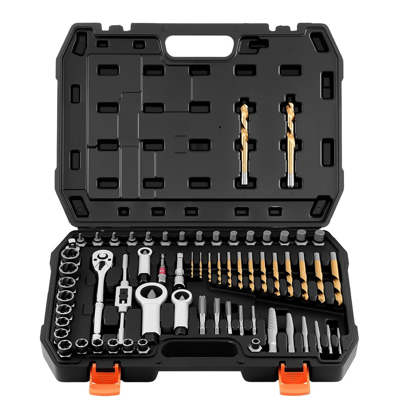 VEVOR 63-Piece Screw Extractor, Nut Splitter & Tap Tool Set with Case