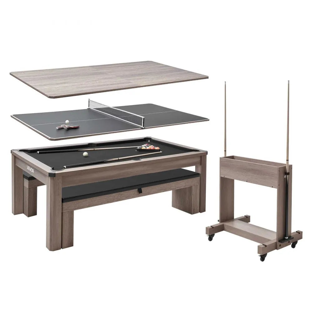 7ft 3-in-1 Pool Table Combo Set with Dining Top & Ping Pong