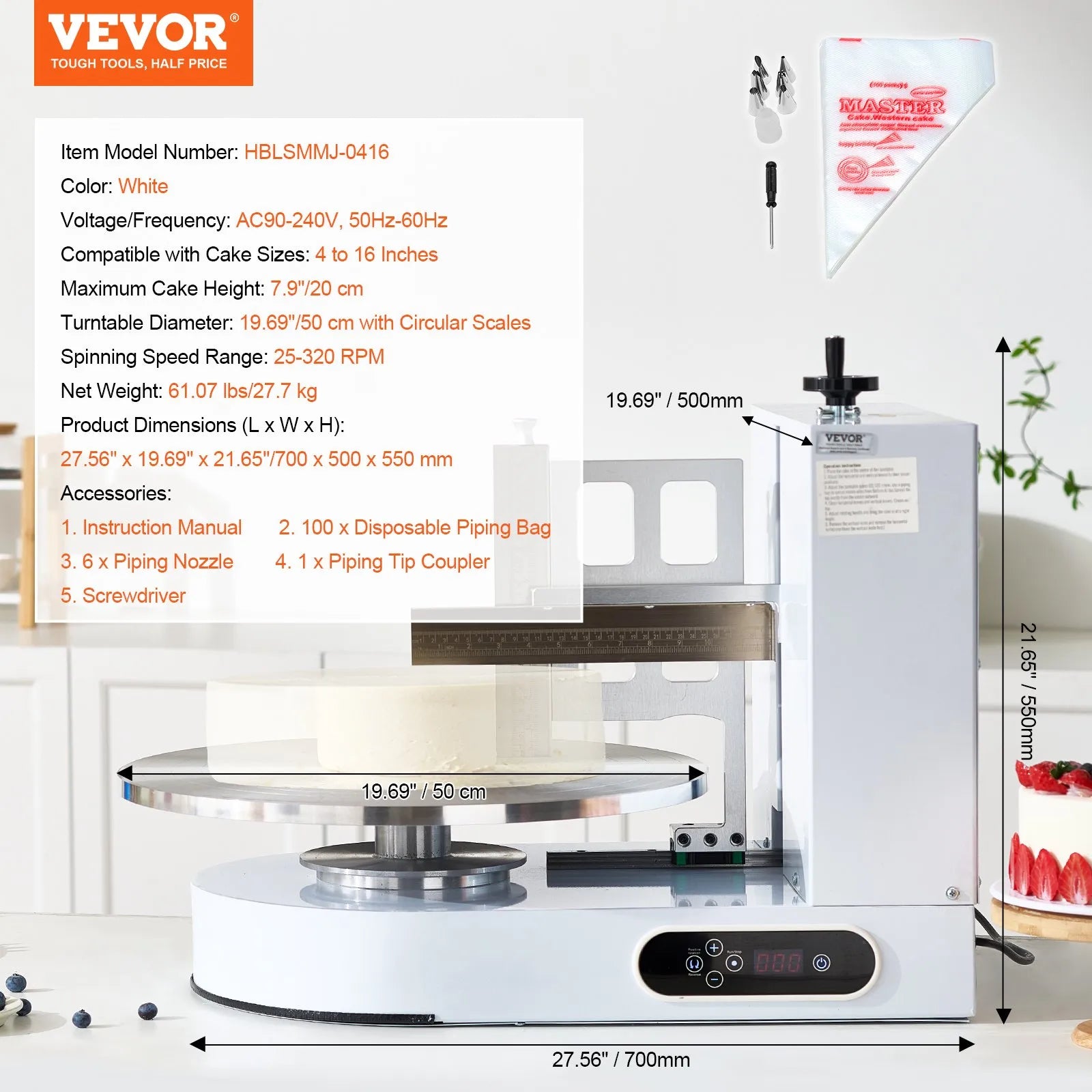 VEVOR Cake Decorating Machine Cake Frosting Spreading for 4