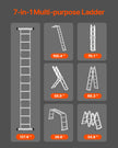 VEVOR Multi-Purpose Folding Ladder 7-in-1 3 Step 12ft Reach Height for Work