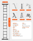 VEVOR Multi-Purpose Folding Ladder 7-in-1 3 Step 12ft with Scaffolding Plank