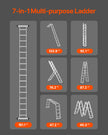 VEVOR Multi-Purpose Folding Ladder 7-in-1 4 Step 15.5ft Reach Height for Work