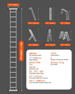 VEVOR Multi-Purpose Folding Ladder 7-in-1 4 Step 15.5ft Reach Height for Work