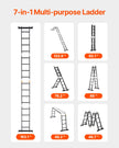 VEVOR Multi-Purpose Folding Ladder 7-in-1 4 Step 15.5ft with Scaffolding Plank