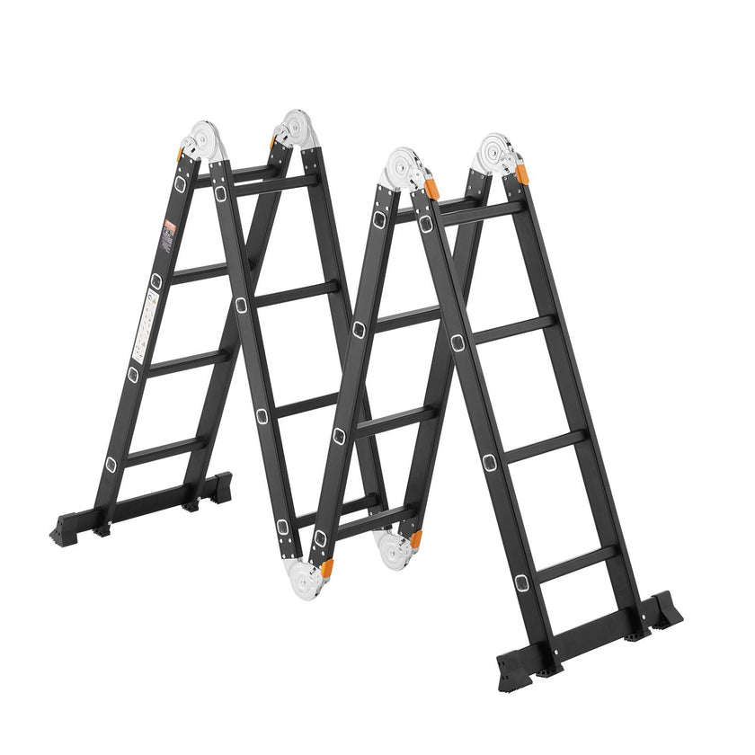 VEVOR Multi-Purpose Folding Ladder 7-in-1 4 Step 15.5ft with Scaffolding Plank