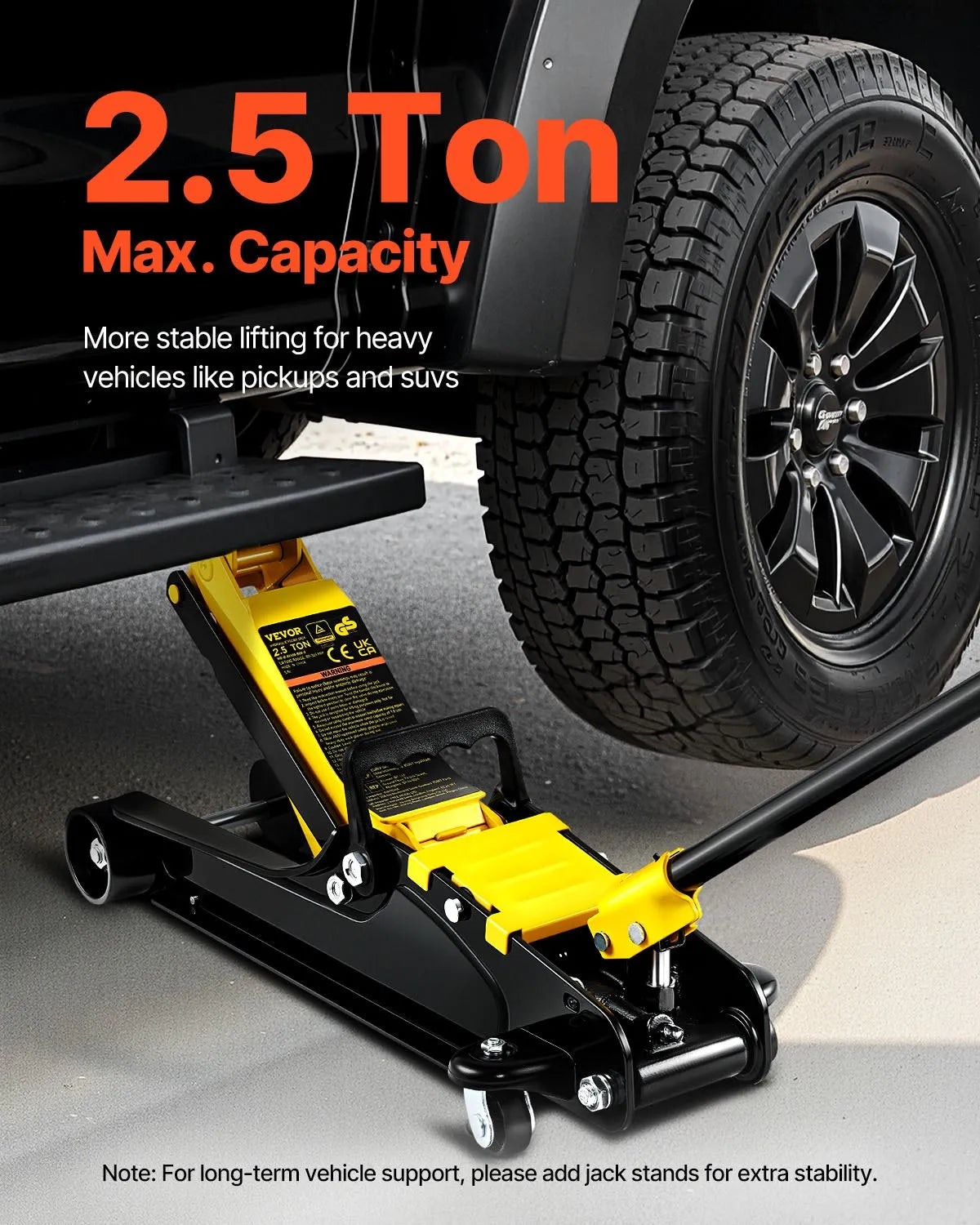 VEVOR Floor Jack, 2.5 Ton Low Profile Floor Jack, Heavy-duty Steel Racing Floor Jack With Single Piston Lift Pump, Floor Jack Lifting Range 3.35
