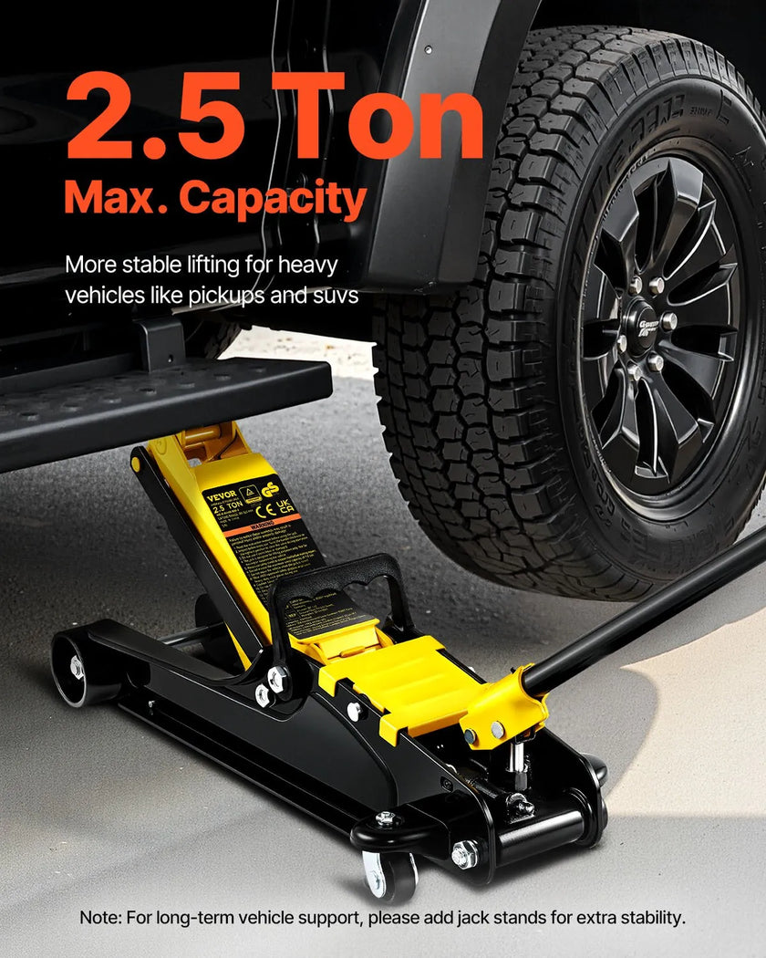 VEVOR Floor Jack, 2.5 Ton Low Profile Floor Jack, Heavy-duty Steel Racing Floor Jack With Single Piston Lift Pump, Floor Jack Lifting Range 3.35