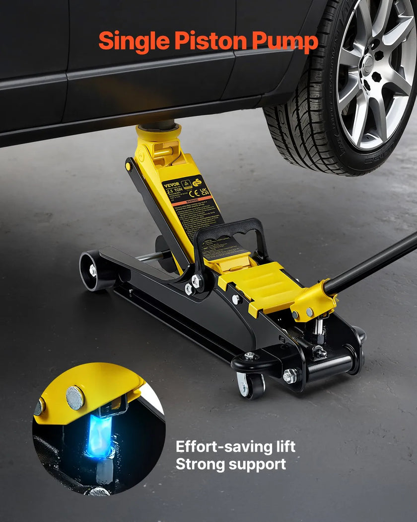 VEVOR Floor Jack, 2.5 Ton Low Profile Floor Jack, Heavy-duty Steel Racing Floor Jack With Single Piston Lift Pump, Floor Jack Lifting Range 3.35