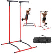 VEVOR Power Tower Dip Station, 2-Level Height Adjustable Pull Up Bar Stand, Multi-Function Strength Training Workout Equipment, Home Gym Fitness Dip Bar Station, 220LBS Weight Capacity, Black & Red
