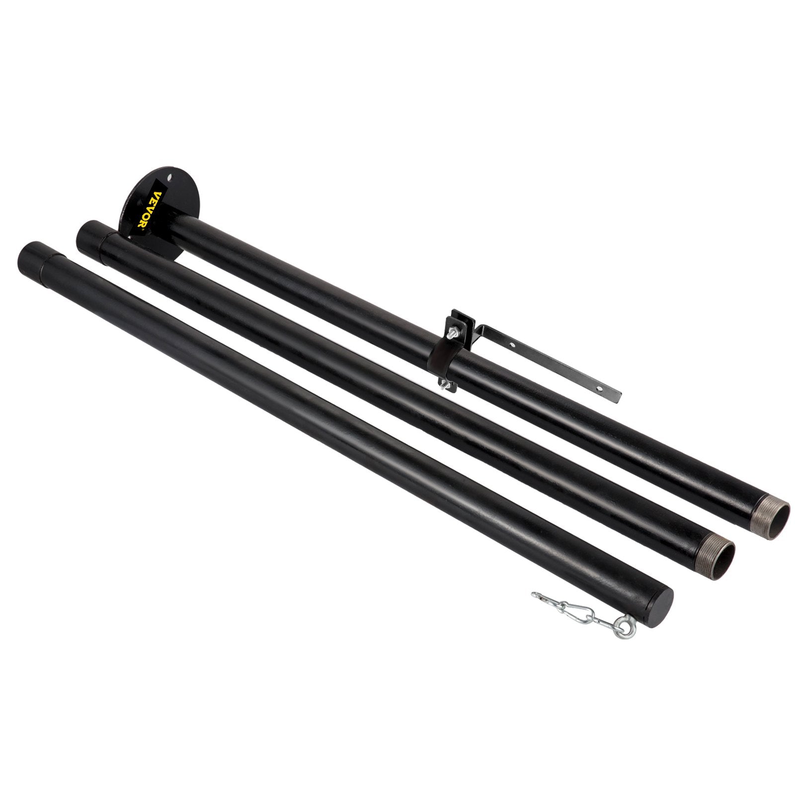VEVOR String Light Pole, 9.6ft Light String Pole, 1.75in Patio Light Pole, Powder Coated Steel String Light Pole Stand for Outdoor, Metal String Poles with A Clamp Used for Yard, Patio, Wedding, Party