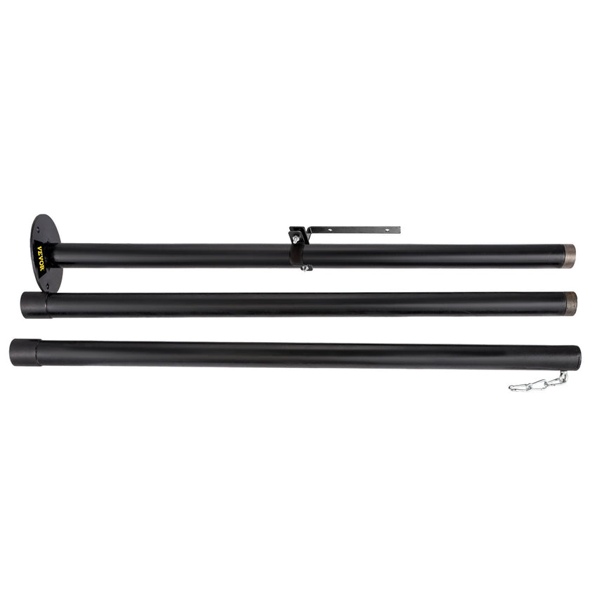 VEVOR String Light Pole, 9.6ft Light String Pole, 1.75in Patio Light Pole, Powder Coated Steel String Light Pole Stand for Outdoor, Metal String Poles with A Clamp Used for Yard, Patio, Wedding, Party