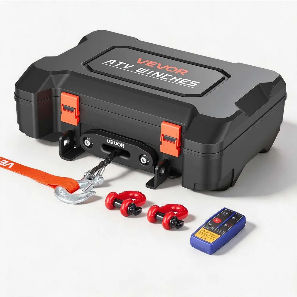 Portable Electric Winch 4500 lbs, 12V DC Recovery Winch with Synthetic Rope, Wireless & Wired Remote Controls, Recovery Kit for ATV, UTV, Off-Road & Outdoor Pulling