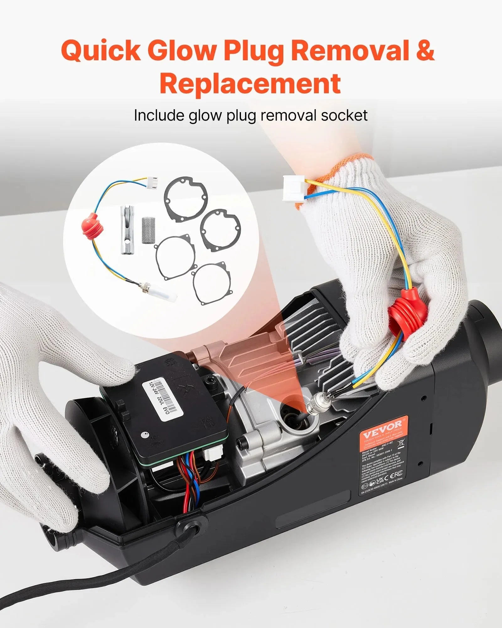 VEVOR 8V Glow Plug Repair Kit, Glow Plug Heater Repair Parking Heater Maintenance Kit with Atomization Mesh, Compatible with 2KW 5KW 8KW Diesel Air Heaters Models, Diesel Heaters Parts for Car Truck