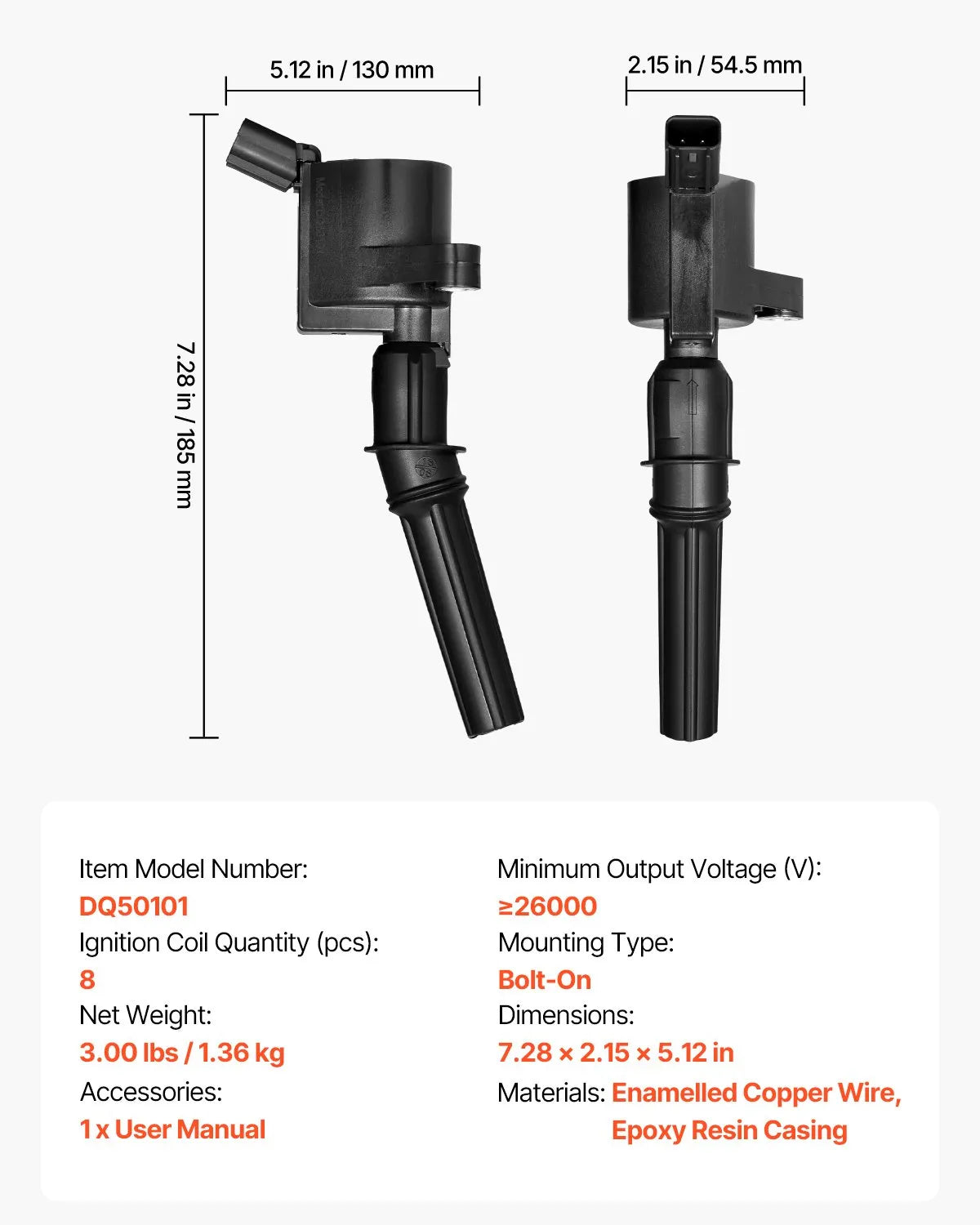 VEVOR Ignition Coil Pack Set of 8 Compatible with Ford VPG Lincoln Navigator