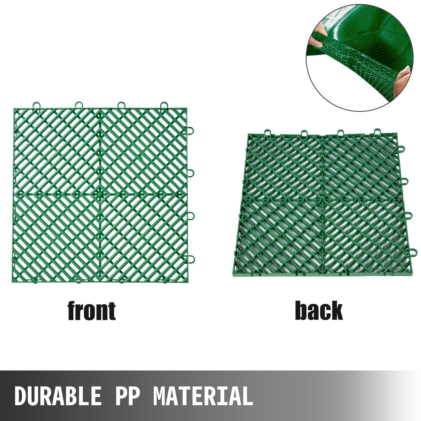 VEVOR Tiles Interlocking 50 PCS Green, Drainage Tiles 12x12x0.5 Inches, Deck Tiles Outdoor Floor Tiles, Outdoor Interlocking Tiles, Deck Flooring for Pool Shower Bathroom Deck Patio Garage