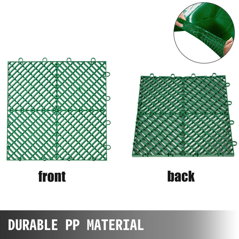 VEVOR Tiles Interlocking 50 PCS Green, Drainage Tiles 12x12x0.5 Inches, Deck Tiles Outdoor Floor Tiles, Outdoor Interlocking Tiles, Deck Flooring for Pool Shower Bathroom Deck Patio Garage
