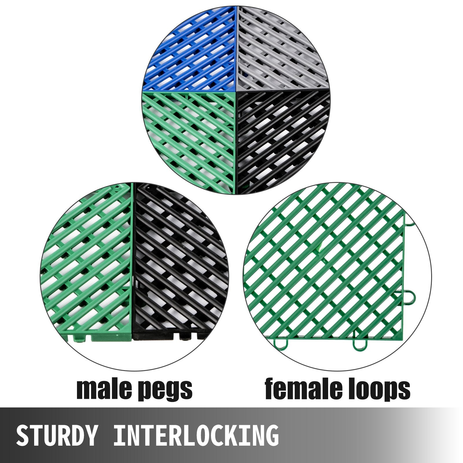 VEVOR Tiles Interlocking 50 PCS Green, Drainage Tiles 12x12x0.5 Inches, Deck Tiles Outdoor Floor Tiles, Outdoor Interlocking Tiles, Deck Flooring for Pool Shower Bathroom Deck Patio Garage
