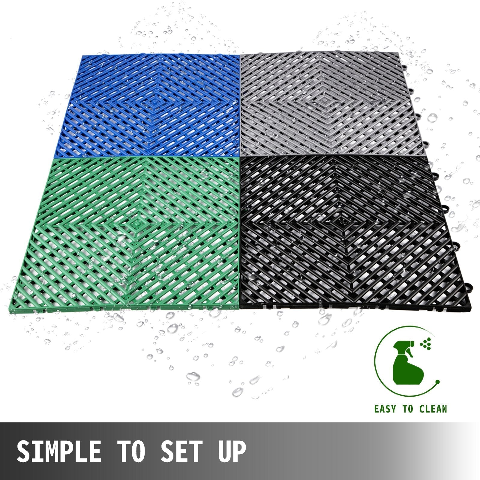 VEVOR Tiles Interlocking 55 PCS Black, Drainage Tiles 12x12x0.5 Inches, Deck Tiles Outdoor Floor Tiles, Outdoor Interlocking Tiles, Deck Flooring for Pool Shower Bathroom Deck Patio Garage