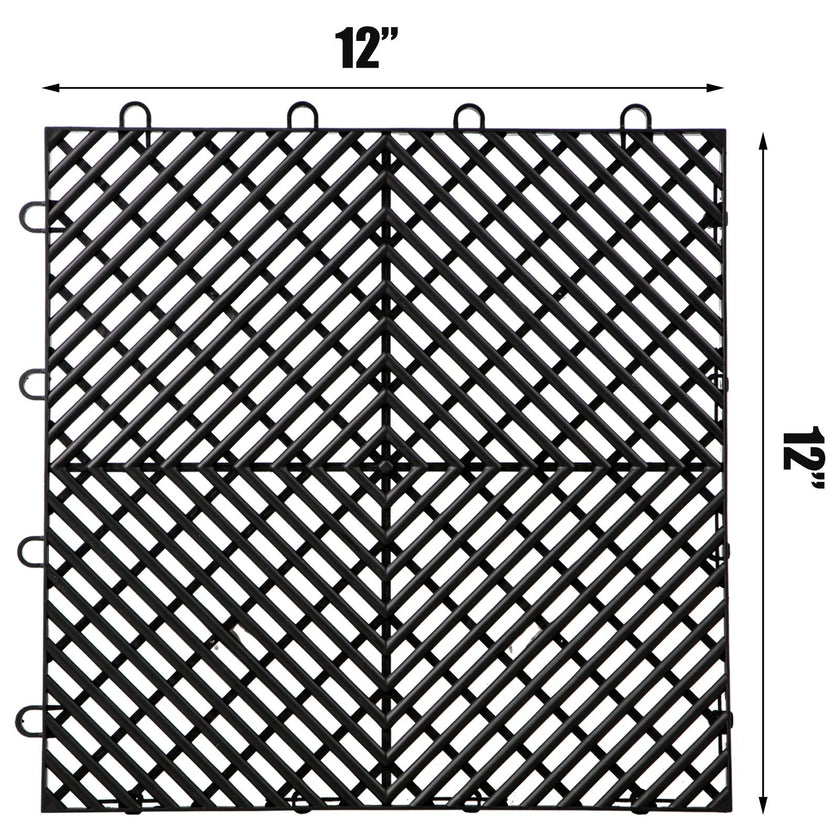VEVOR Tiles Interlocking 55 PCS Black, Drainage Tiles 12x12x0.5 Inches, Deck Tiles Outdoor Floor Tiles, Outdoor Interlocking Tiles, Deck Flooring for Pool Shower Bathroom Deck Patio Garage