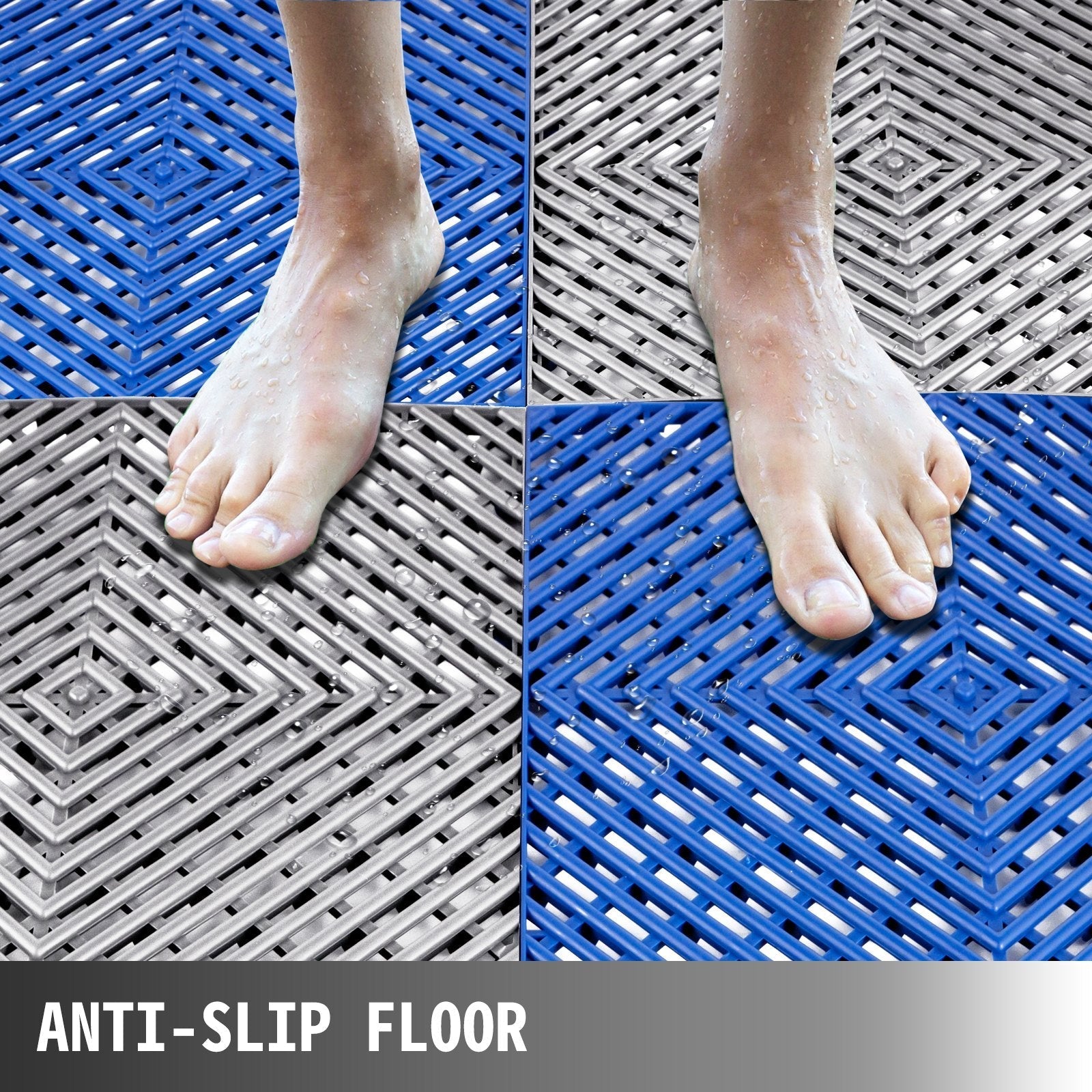 VEVOR Rubber Tiles Interlocking 55 PCS Gary, Drainage Tiles 12x12x0.5 Inches, Deck Tiles Outdoor Floor Tiles, Outdoor Interlocking Tiles, Deck Flooring for Pool Shower Bathroom Deck Patio Garage