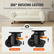 VEVOR Leveling Casters, Set of 4, 2200 lbs Total Load Capacity, 2.5 inches, Heavy Duty with Upgraded Handle Design, 360 Degree Swivel Caster Wheels, Adjustable Casters with Feet for Workbench, Machine