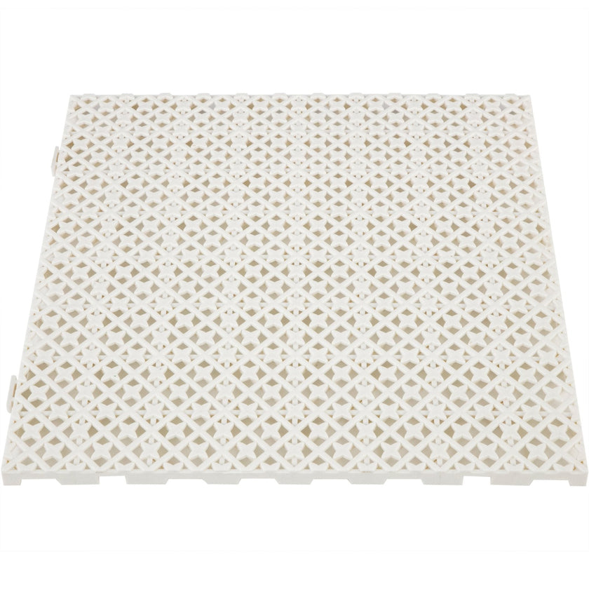 VEVOR Drainage Tiles Interlocking 25 Pack White, Outdoor Modular Interlocking Deck Tile 11.8x11.8x0.5 Inches, Dry Deck Tiles for Pool Shower Sauna Bathroom Deck Patio Garage