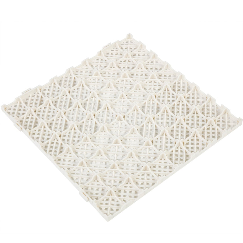 VEVOR Drainage Tiles Interlocking 25 Pack White, Outdoor Modular Interlocking Deck Tile 11.8x11.8x0.5 Inches, Dry Deck Tiles for Pool Shower Sauna Bathroom Deck Patio Garage