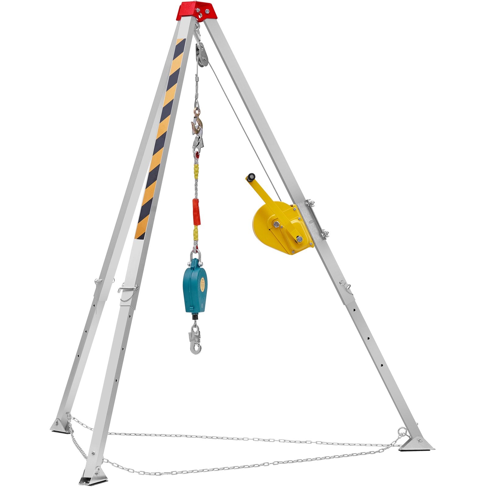 VEVOR Confined Space Tripod Kit, 1800 lbs Winch, Confined Space Tripod 7' Legs and 98' Cable, Confined Space Rescue Tripod 32.8' Fall Protection, Harness, Storage Bag for Traditional Confined Spaces