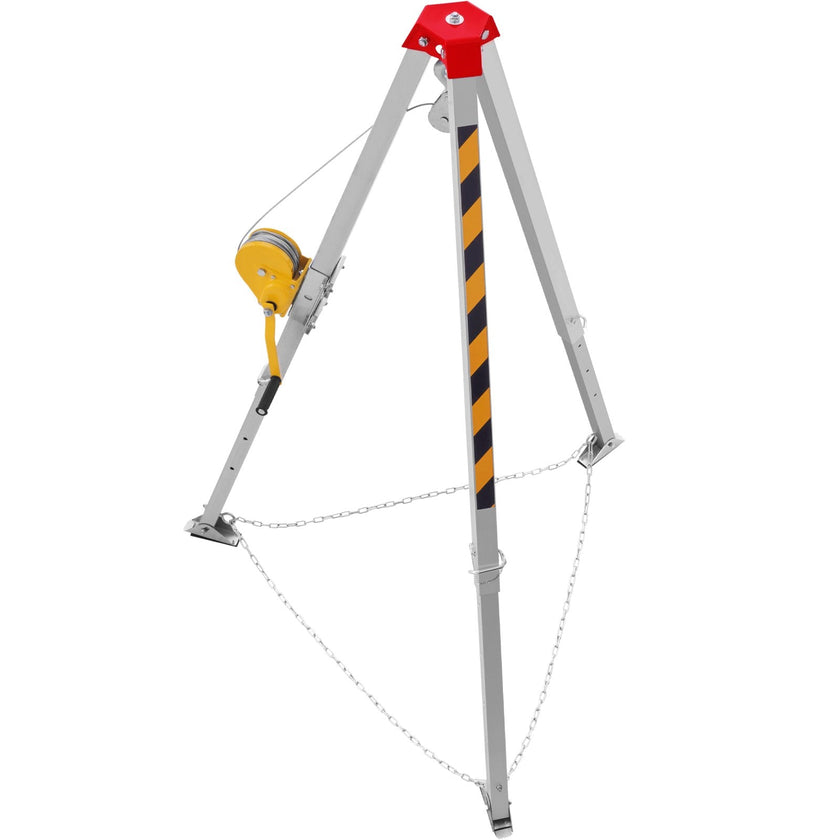 VEVOR Confined Space Tripod Kit, 1200 lbs Winch, Confined Space Tripod 7' Legs Bracket and 98' Cable, Confined Space Rescue Tripod 32.8' Fall Protection, Storage Bag for Traditional Confined Spaces