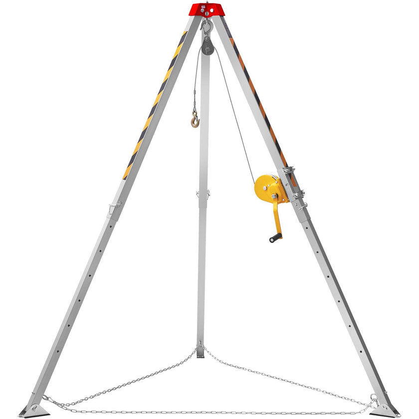 VEVOR Confined Space Tripod Kit, 1200 lbs Winch, Confined Space Tripod 7' Legs Bracket and 98' Cable, Confined Space Rescue Tripod 32.8' Fall Protection, Storage Bag for Traditional Confined Spaces