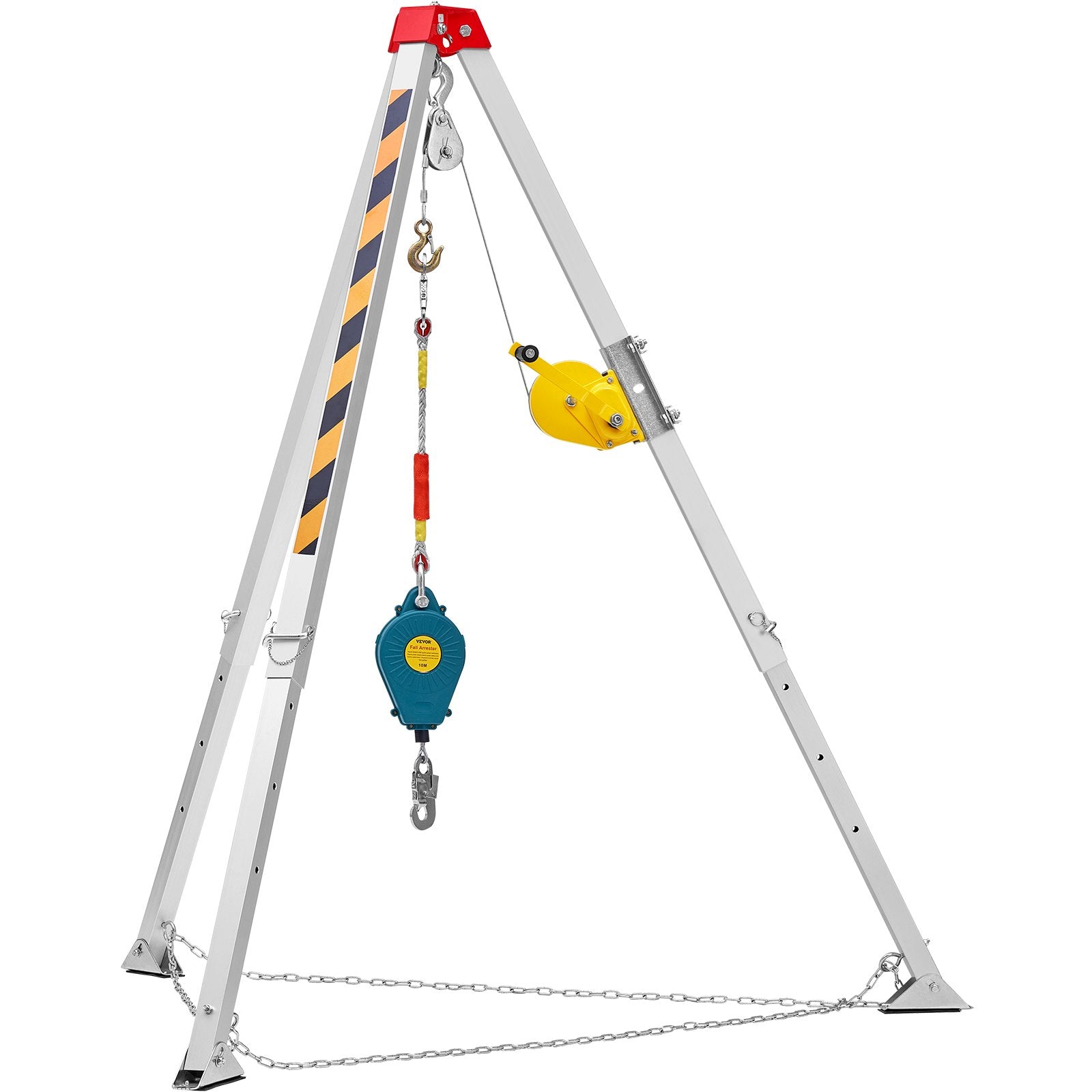 VEVOR Confined Space Tripod Kit, 1200 lbs Winch, Confined Space Tripod 7' Legs Bracket and 98' Cable, Confined Space Rescue Tripod 32.8' Fall Protection, Storage Bag for Traditional Confined Spaces