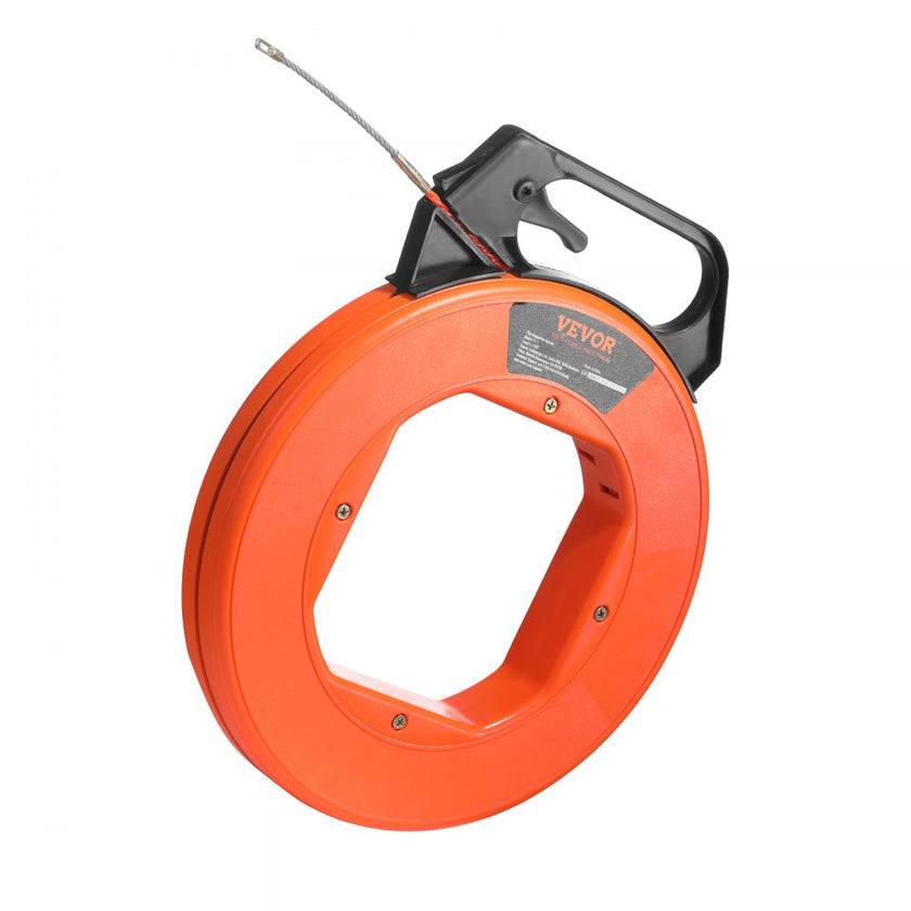 VEVOR Fish Tape, 125-foot, 3/16-inch, PET Wire Puller with Optimized Housing and Handle, Easy-to-Use Cable Puller Tool, Flexible Wire Fishing Tools for Walls and Electrical Conduit, Non-Conductive