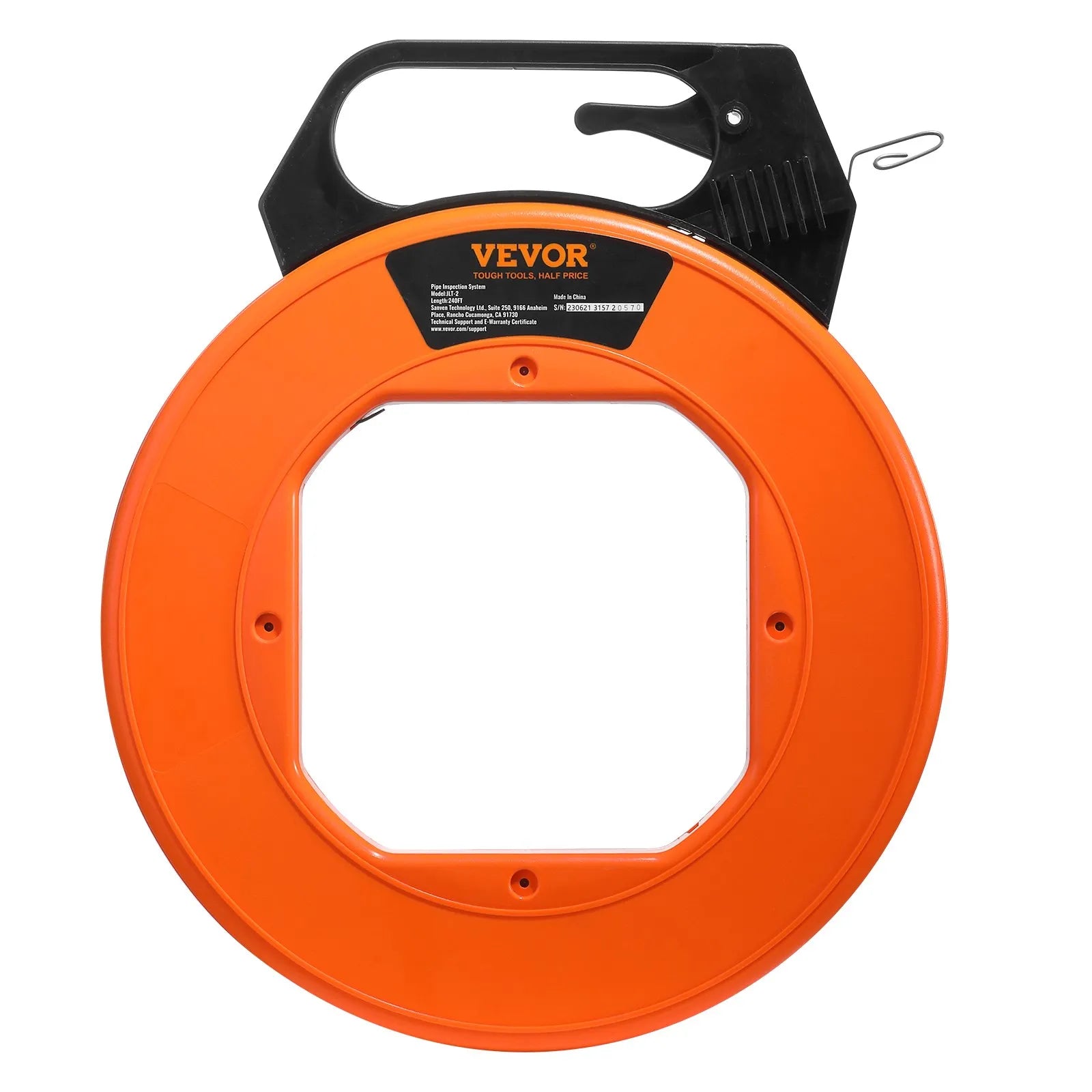 VEVOR Fish Tape, 240-foot, 1/8-inch, Steel Wire Puller with Optimized Housing and Handle, Easy-to-Use Cable Puller Tool, Flexible Wire Fishing Tools for Walls and Electrical Conduit, Non-Conductive