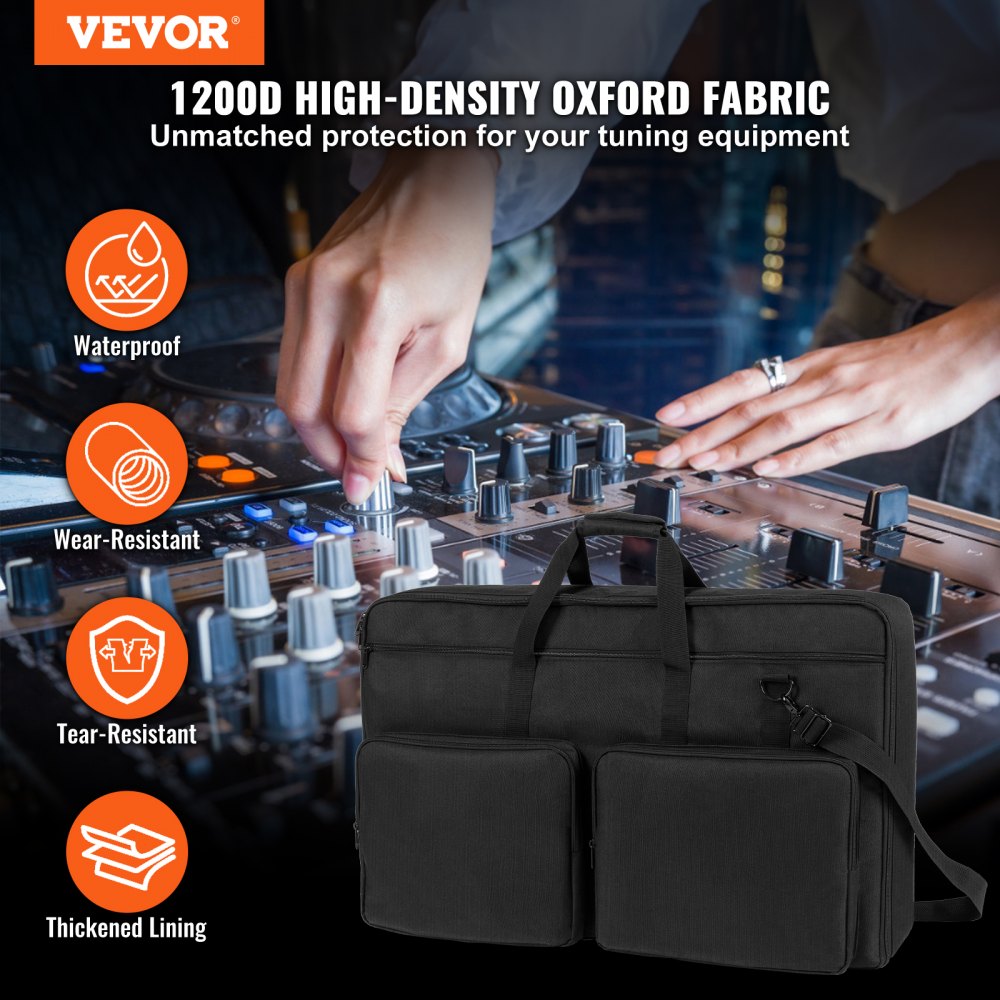 VEVOR Padded DJ Mixer Gig Bag, 1200D Oxford Fabric, DJ Gear Carry Bag with a Storage Pocket 4.92 ft Removable Shoulder Strap 0.39 in Padding, 32.6 x 8.6 x 20.4 in Storage Case Fits for DJ Controller