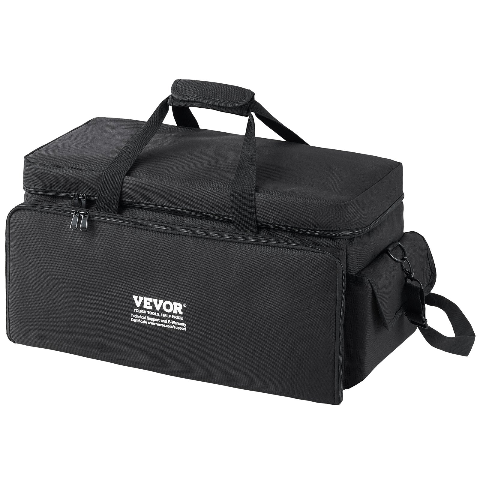 VEVOR DJ Cable File Bag, 1200D Oxford Fabric, DJ Gig Bag with 9 Detachable Divider 4.92 ft Padded Shoulder Strap Plastic Bottom Pad, 23.6 x 11.8 x 12.7 in DJ Wire Bag for DJ Gear Musical Accessories