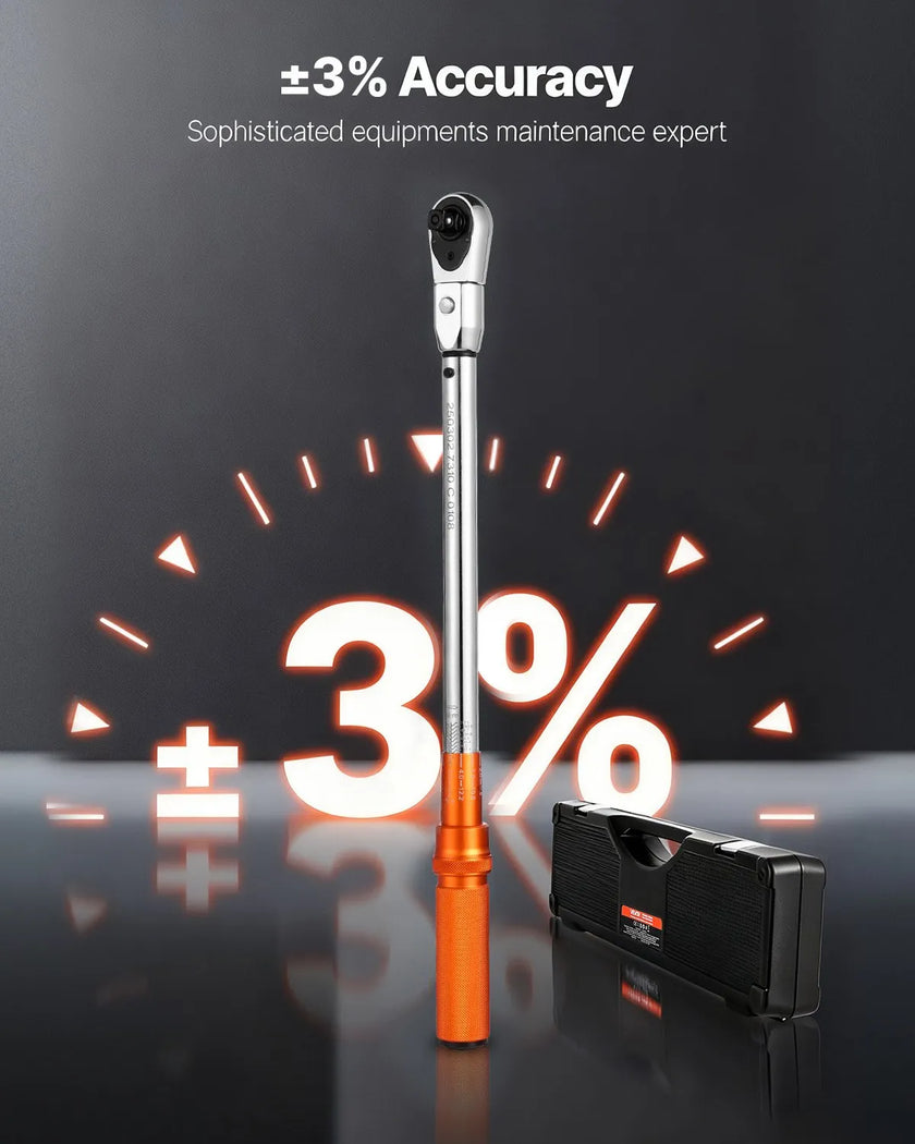 VEVOR Adjustable Click Torque Wrench 1/2Inch Drive 20-160 lbf-ft/27.1-216.8 N.m