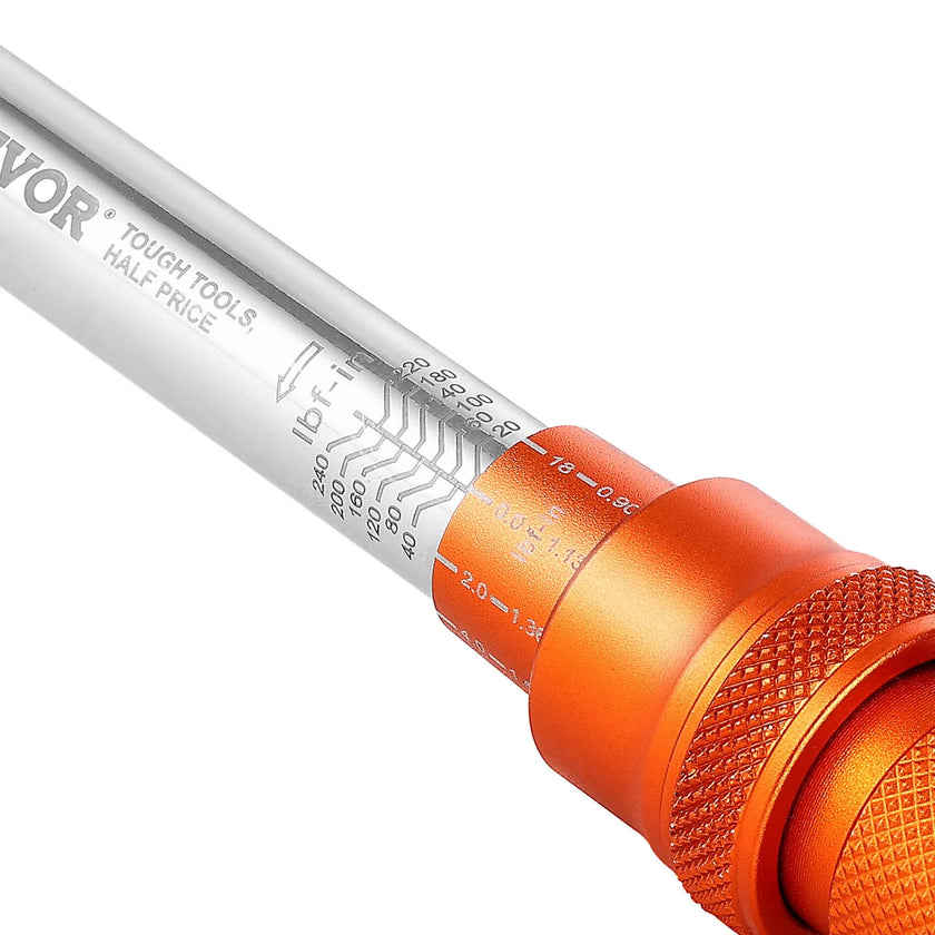 VEVOR Click Torque Wrench Set 1/4Inch Drive 20-240 lbf-in/2.3-27.1N.m Orange