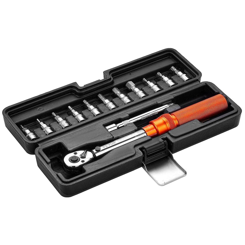 VEVOR Click Torque Wrench Set 1/4 Inch Drive 20-200lbf-in /2.3-22.6N.m Orange