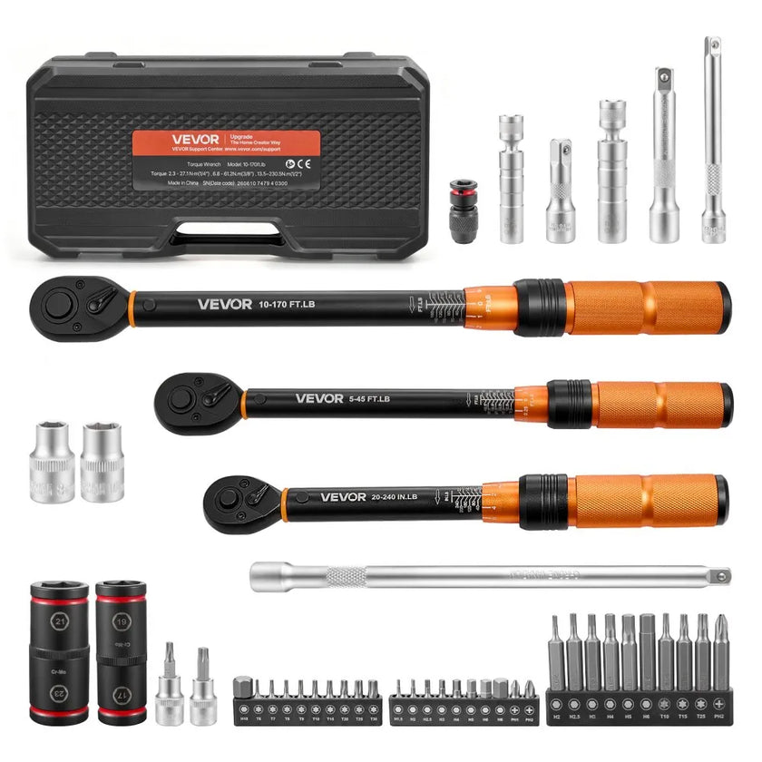 47-Piece Click Torque Wrench Set, 1/4