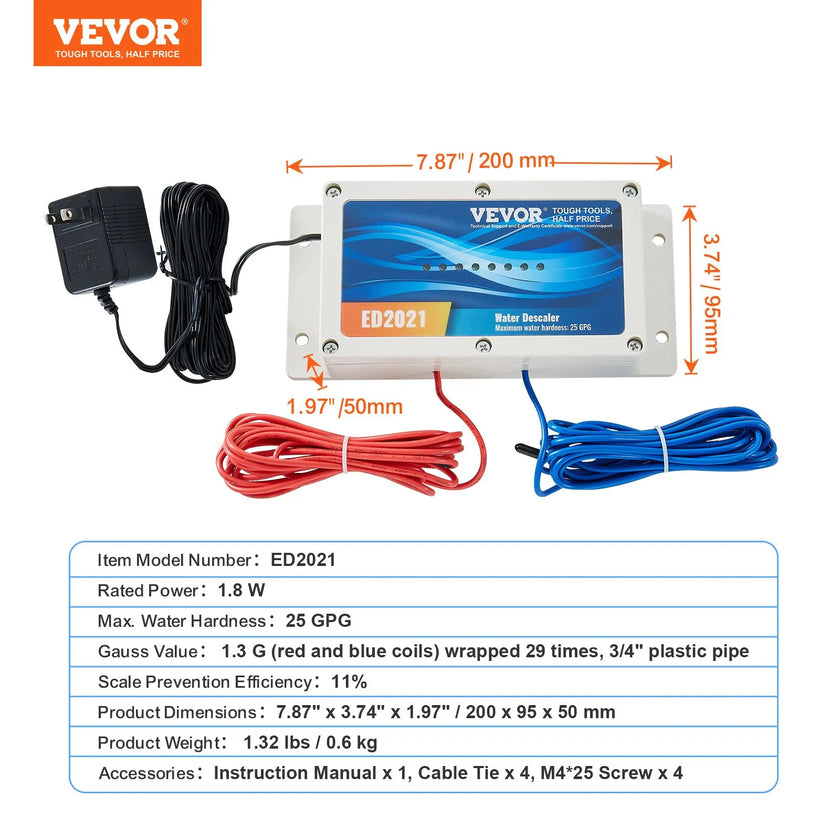 VEVOR Electronic Water Descaler System Whole House Salt Free Descaler for Home