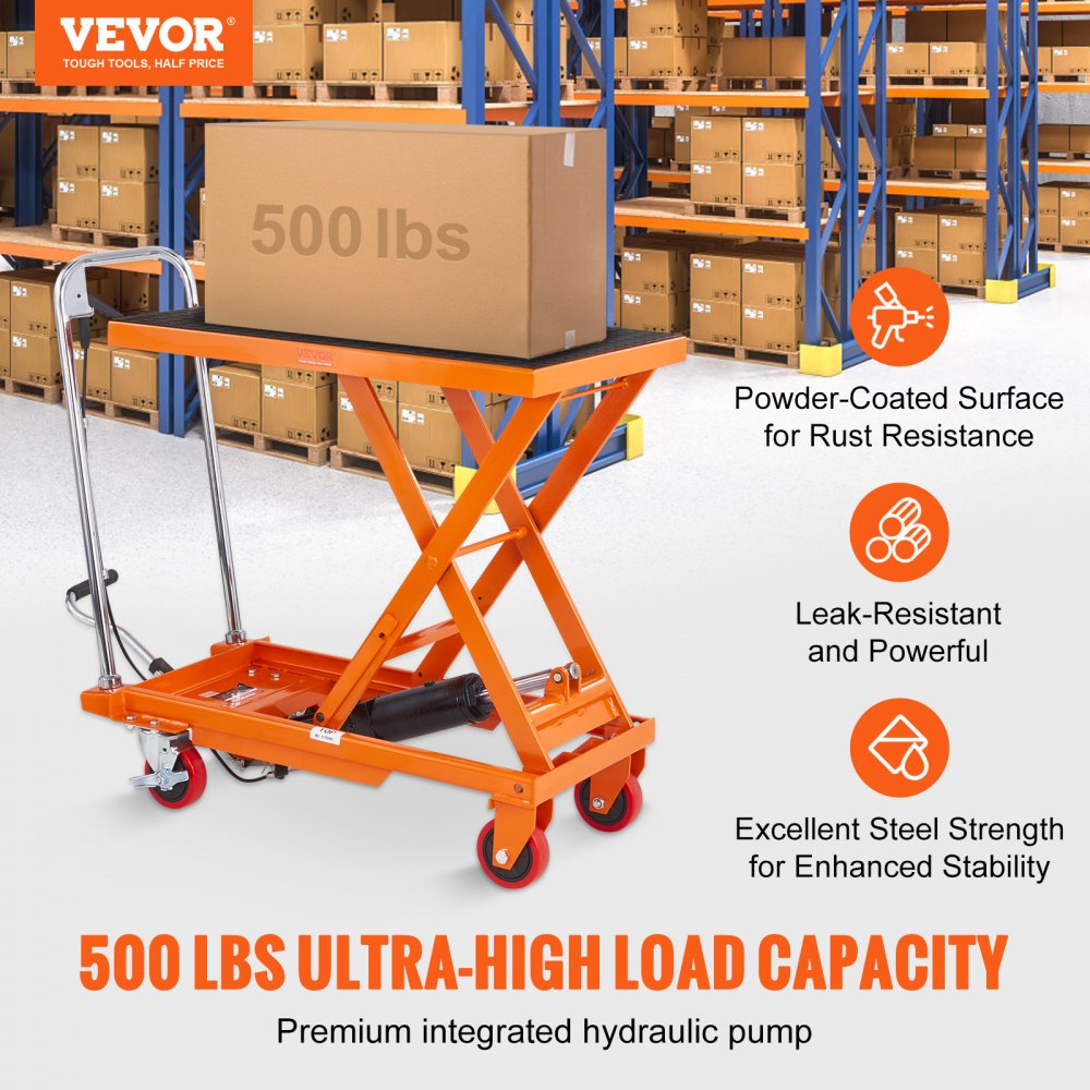 VEVOR Hydraulic Lift Table Cart, 500lbs Capacity 28.5