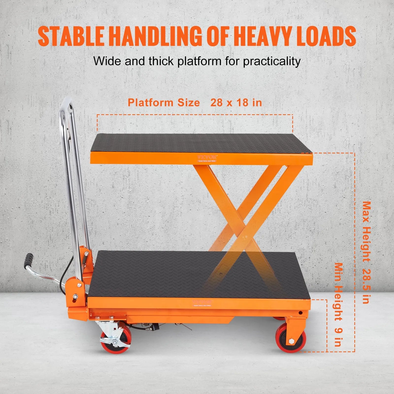 VEVOR Hydraulic Lift Table Cart, 330lbs Capacity 28.5
