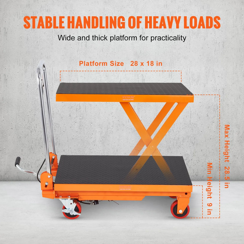 VEVOR Hydraulic Lift Table Cart, 330lbs Capacity 28.5